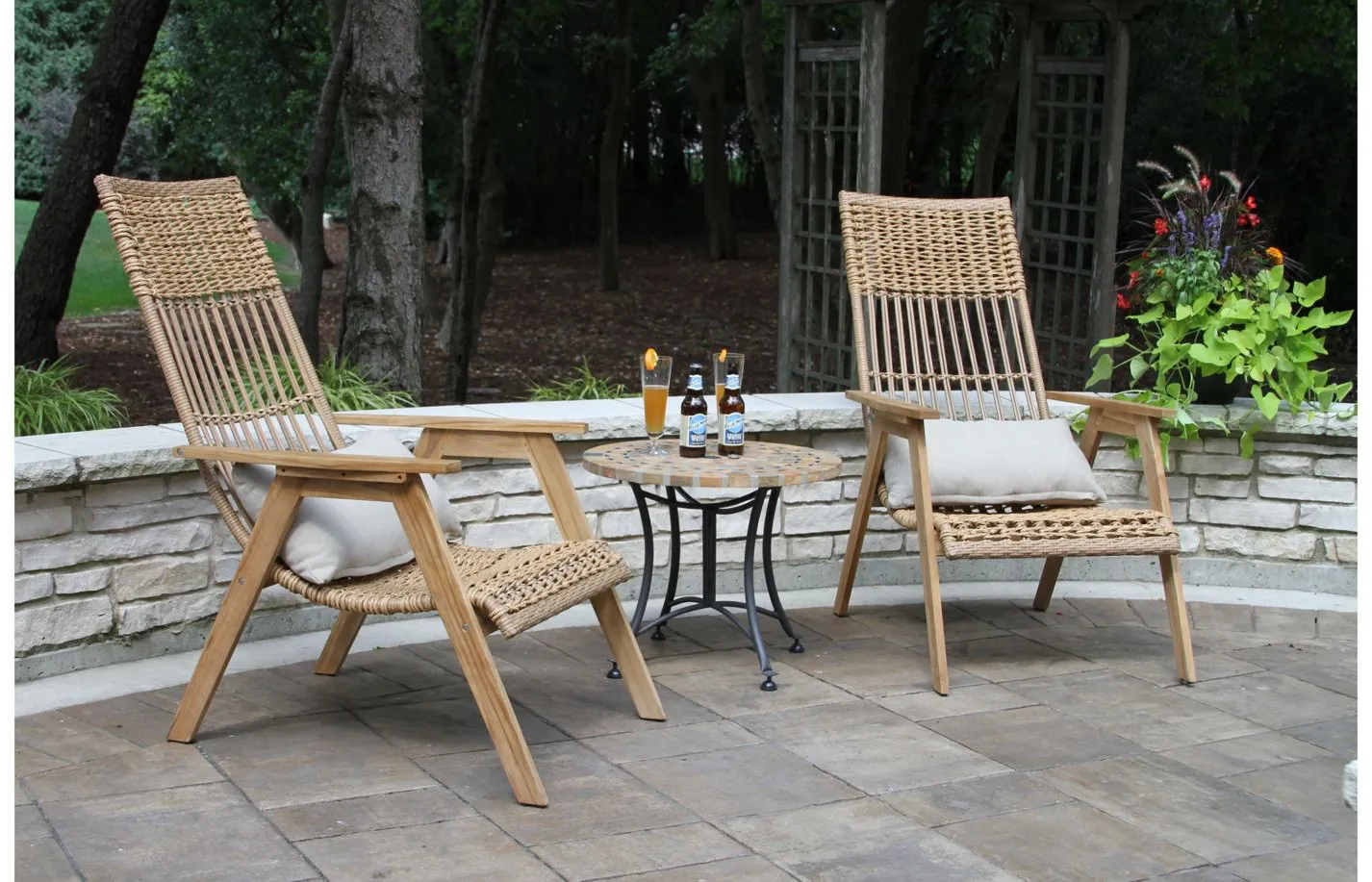 Outdoor Interiors Bohemian 3-pc. Teak Outdoor Lounge Set in Natural by Outdoor Interiors